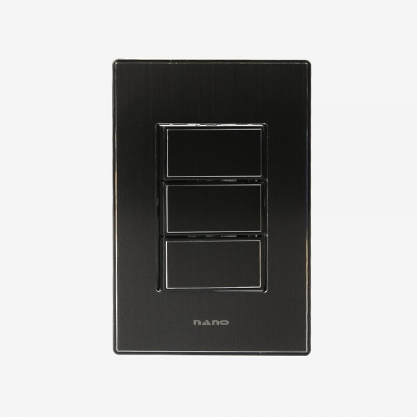 꾸밈닷컴 - 전기/조명/가전 ▼ > 전기자재 ▼ > 스위치 > 나노 AL 아트2 올블랙 3구 스위치