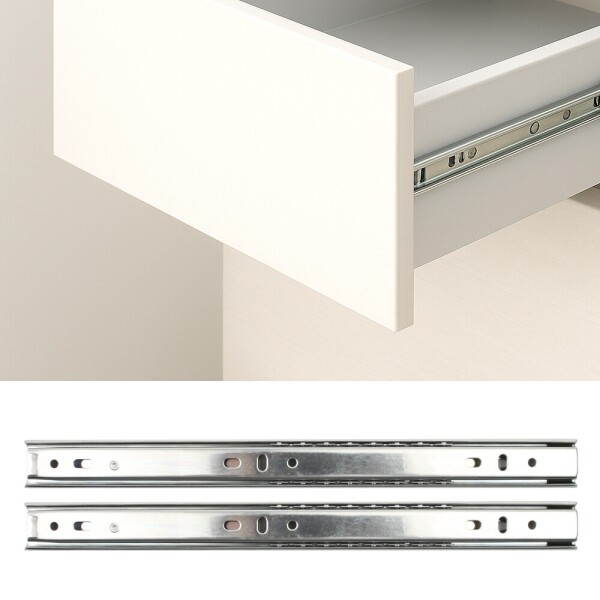 꾸밈닷컴 - 가구부속/캠핑카부속 ▼ > 서랍레일/회전판 ▼ > 서랍레일 > 2단 볼레일 2개 1조