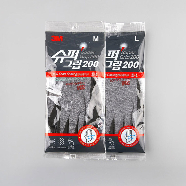 꾸밈닷컴 - 수공구/전동공구/잡화류 ▼ > 수공구▼ > 기타 수공구 > 3M 슈퍼그립 200 작업용 코팅장갑 M L 그레이